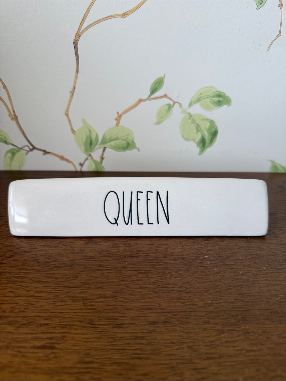 Rae Dunn “QUEEN” Ceramic Name Plate - Desk Office Accessories